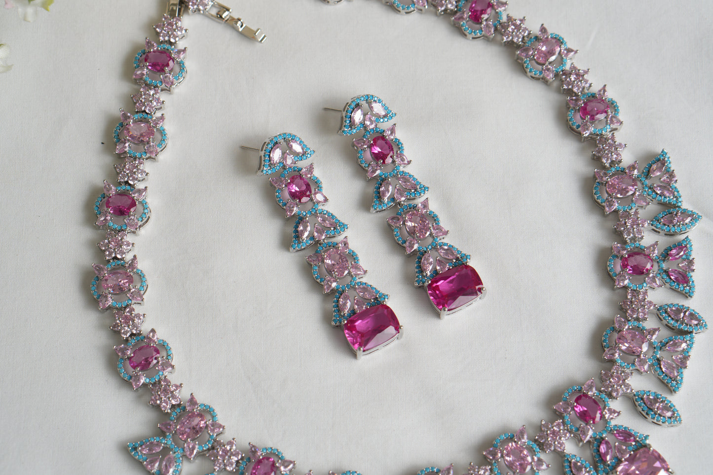 Pink And Turquoise Necklace Set (4-9167)(B)(From Turkey) - JEWELSTYLE