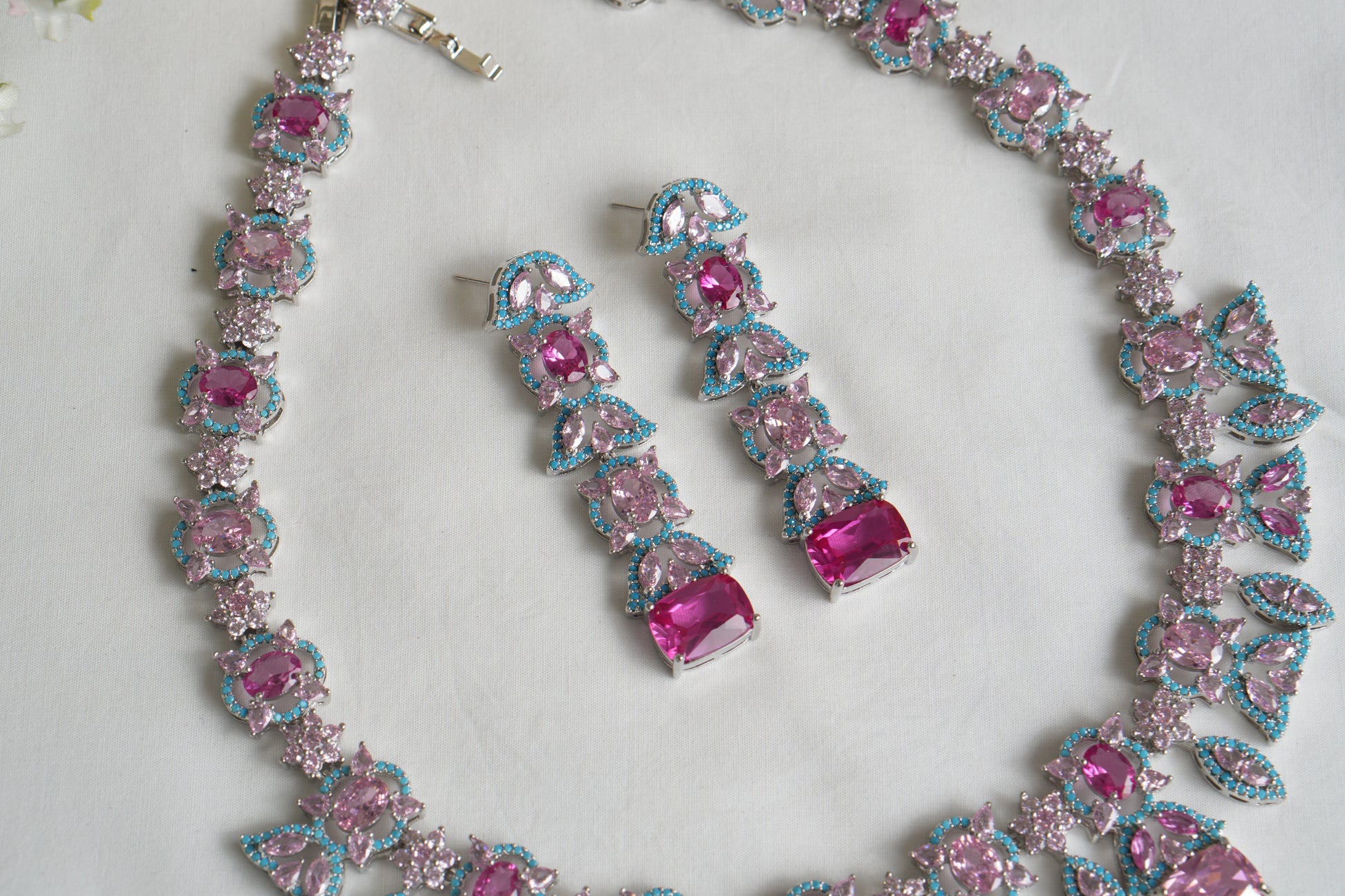 Pink And Turquoise Necklace Set (4-9167)(B)(From Turkey) - JEWELSTYLE
