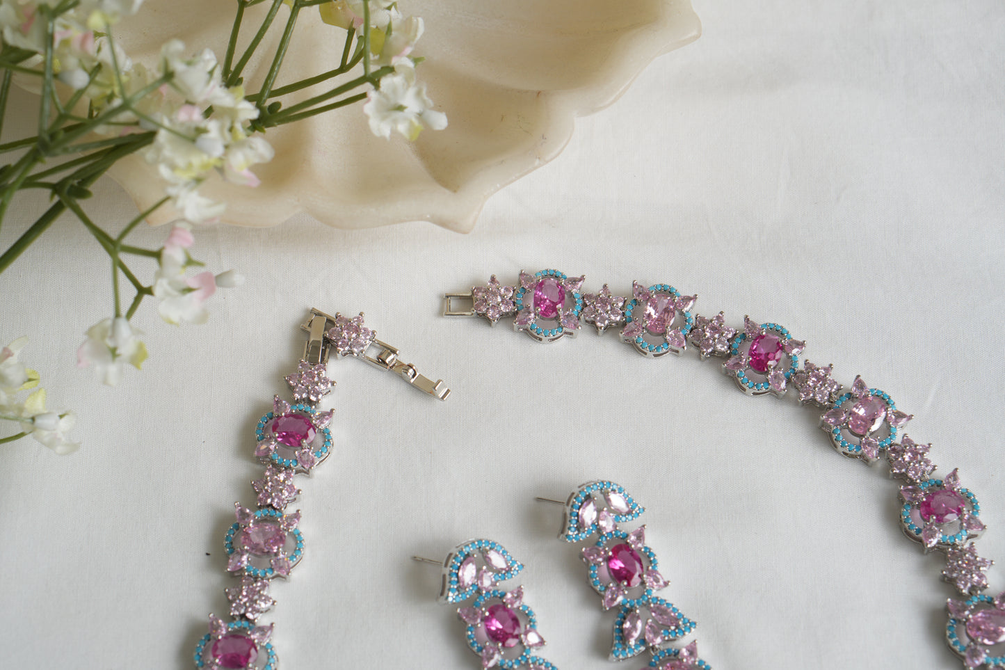Pink And Turquoise Necklace Set (4-9167)(B)(From Turkey) - JEWELSTYLE