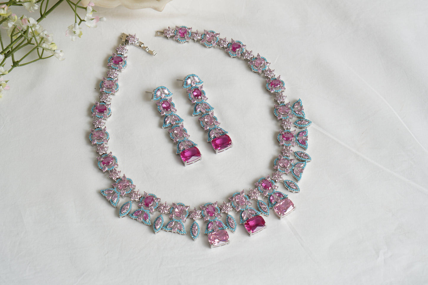 Pink And Turquoise Necklace Set (4-9167)(B)(From Turkey) - JEWELSTYLE