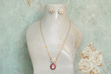 Pink Kundan polki Pendant necklace set(4-5820)(B)