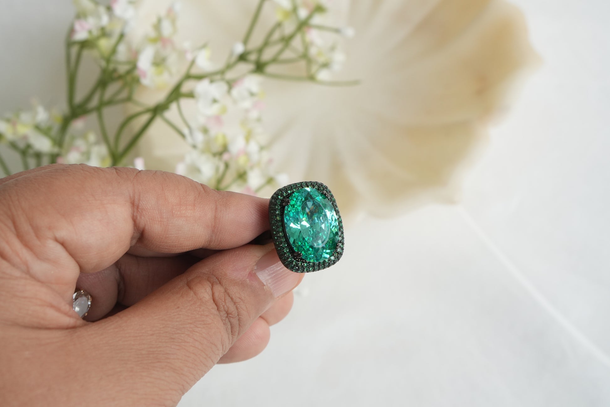 Aqua and Green Stone Ring (6-358)(B)(from Turkey) - JEWELSTYLE