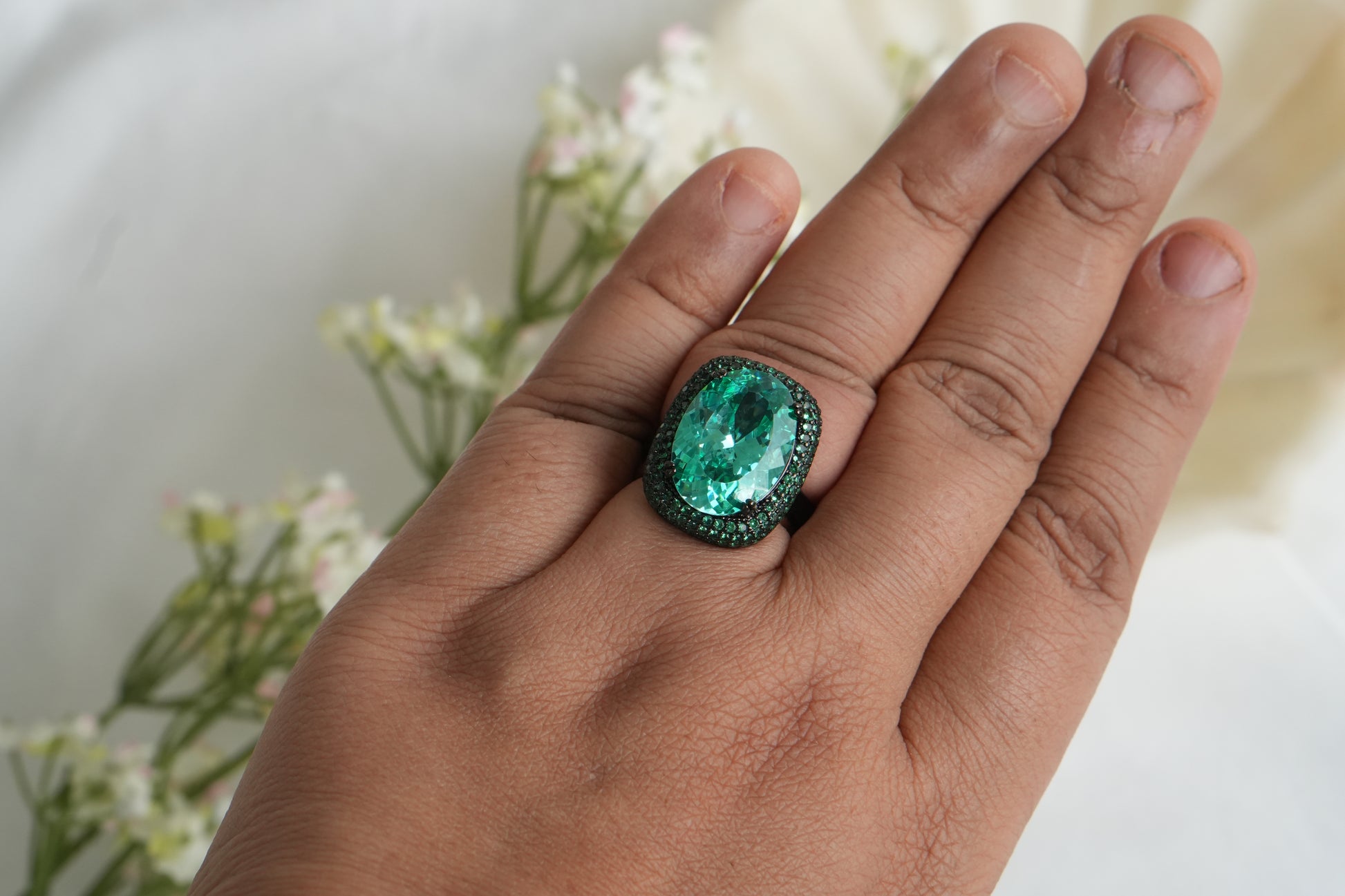 Aqua and Green Stone Ring (6-358)(B)(from Turkey) - JEWELSTYLE