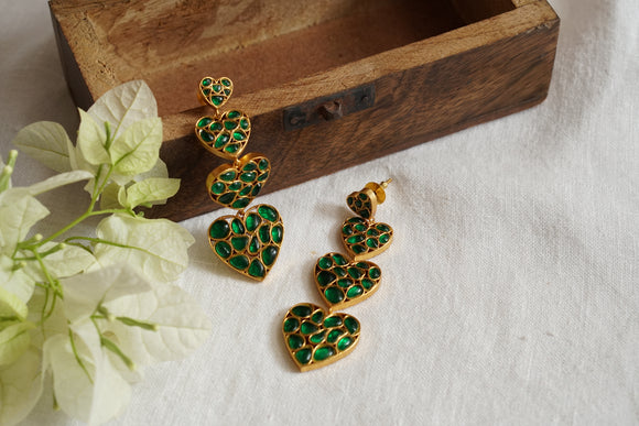 Green Kundan Stone Earrings (1-4757)(R)