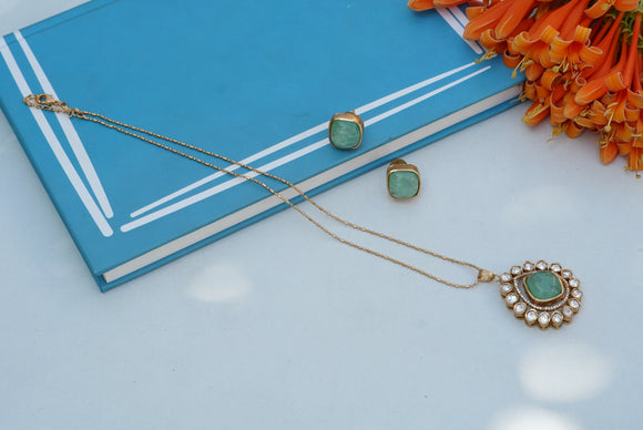 Polki pendant necklace set (4-6941)(B)