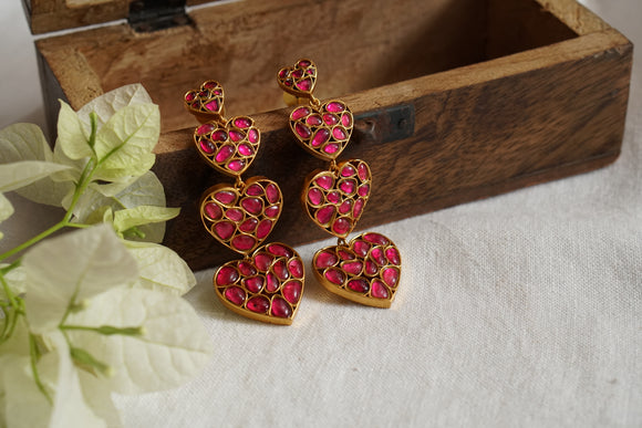 Pink Kundan Stone Earrings (1-4758)(R)