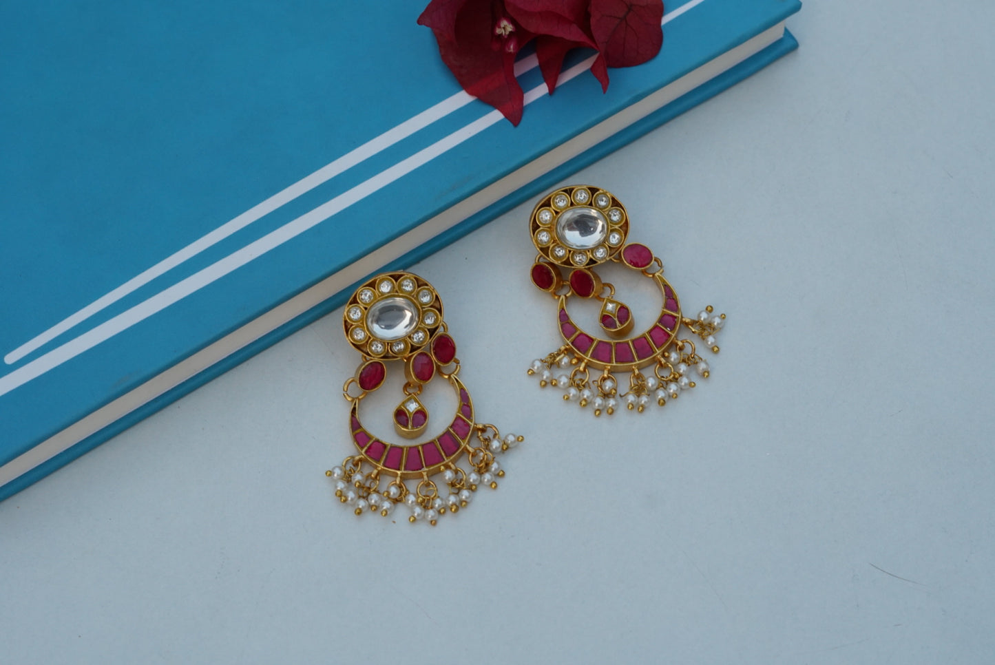 Kundan Earring (1-3350)(R)(already discounted) - JEWELSTYLE