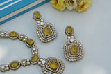 Yellow stone polki necklace set (4-6930)(B)