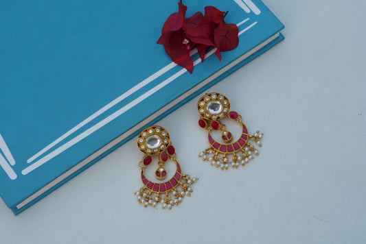Kundan Earring (1-3350)(R)(already discounted) - JEWELSTYLE