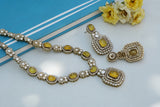 Yellow stone polki necklace set (4-6930)(B)