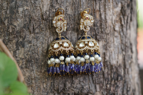 Purple Polki Jhumki (1-4486)(K)(offer piece)