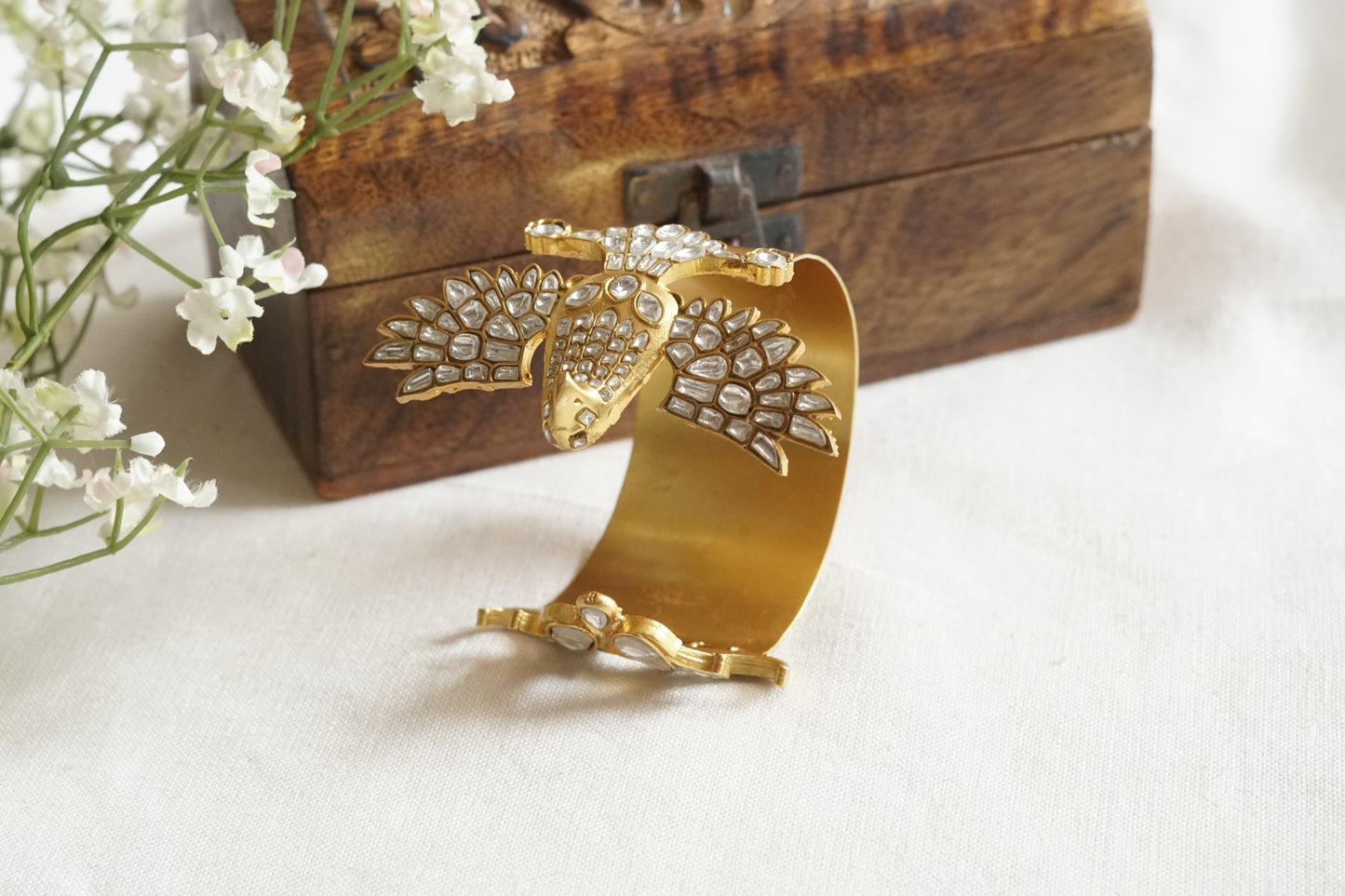 Bird Kundan Bangles openable (3-490)(R)