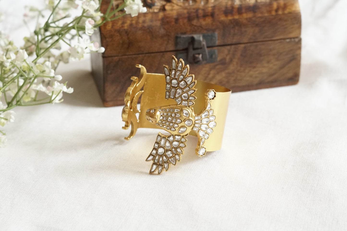 Bird Kundan Bangles openable (3-490)(R)