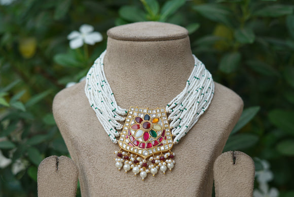 Navratan Kundan necklace (4-6112)(R)(flat price)