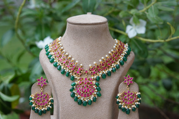 Kundan necklace set (4-5832)(R)