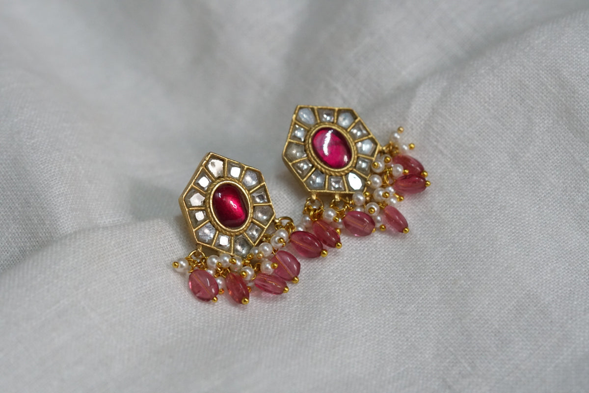 Kundan earring (1-3173)(R)(OFFER PIECE) - JEWELSTYLE