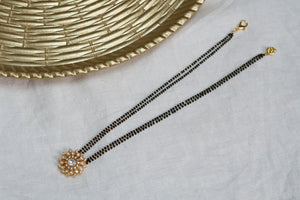 Black beads Polki pendant Necklace (4-6125)(R)