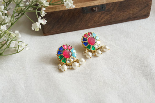 Multi Stone Kundan Studs (1-5293)(A)