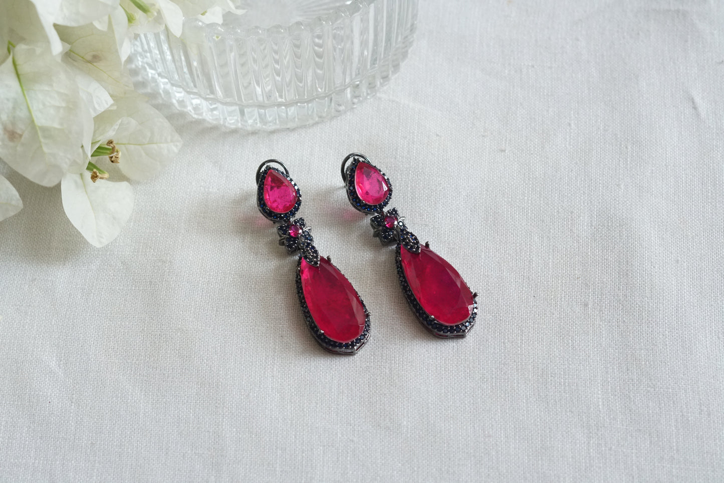 Red Stone Earrings (1-5314)(B)(from turkey)