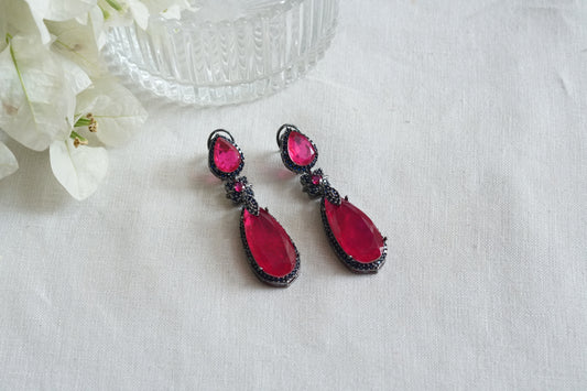 Red Stone Earrings (1-5314)(B)(from turkey) - JEWELSTYLE