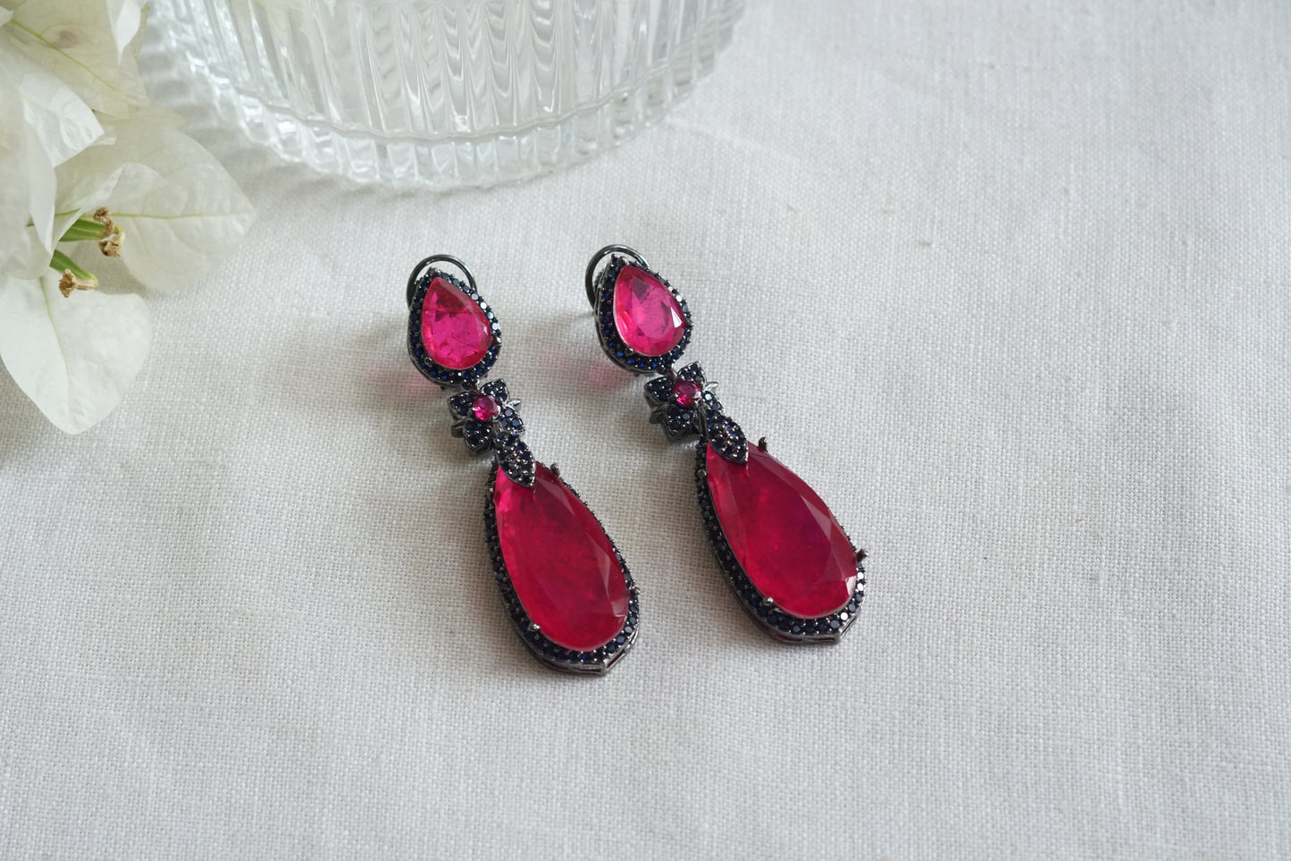 Red Stone Earrings (1-5314)(B)(from turkey)