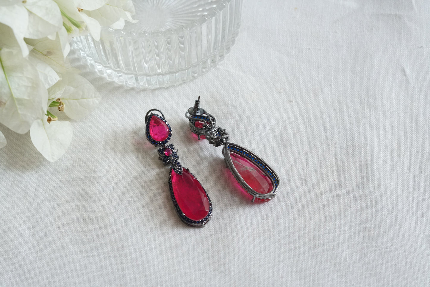 Red Stone Earrings (1-5314)(B)(from turkey)