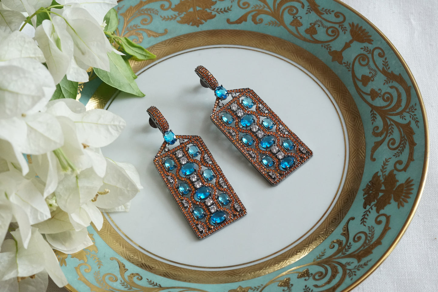 Blue Stone Ad Earrings (1-5305)(B)(from turkey)