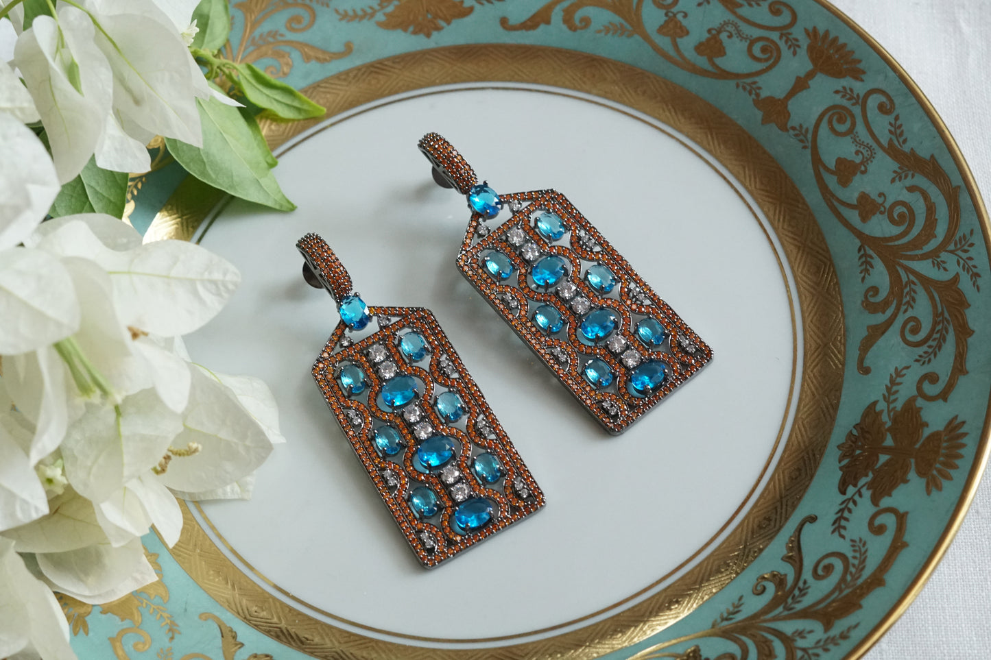 Blue Stone Ad Earrings (1-5305)(B)(from turkey)