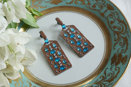 Blue Stone Ad Earrings (1-5305)(B)(from turkey) - JEWELSTYLE