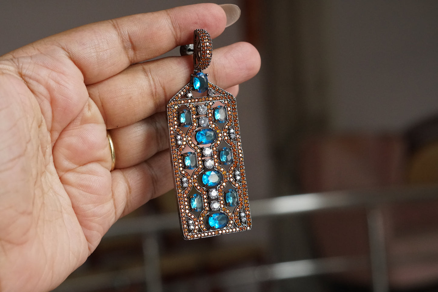 Blue Stone Ad Earrings (1-5305)(B)(from turkey)