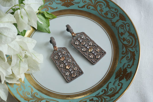Citrine Stone Ad Earrings (1-5308)(B)(from turkey) - JEWELSTYLE