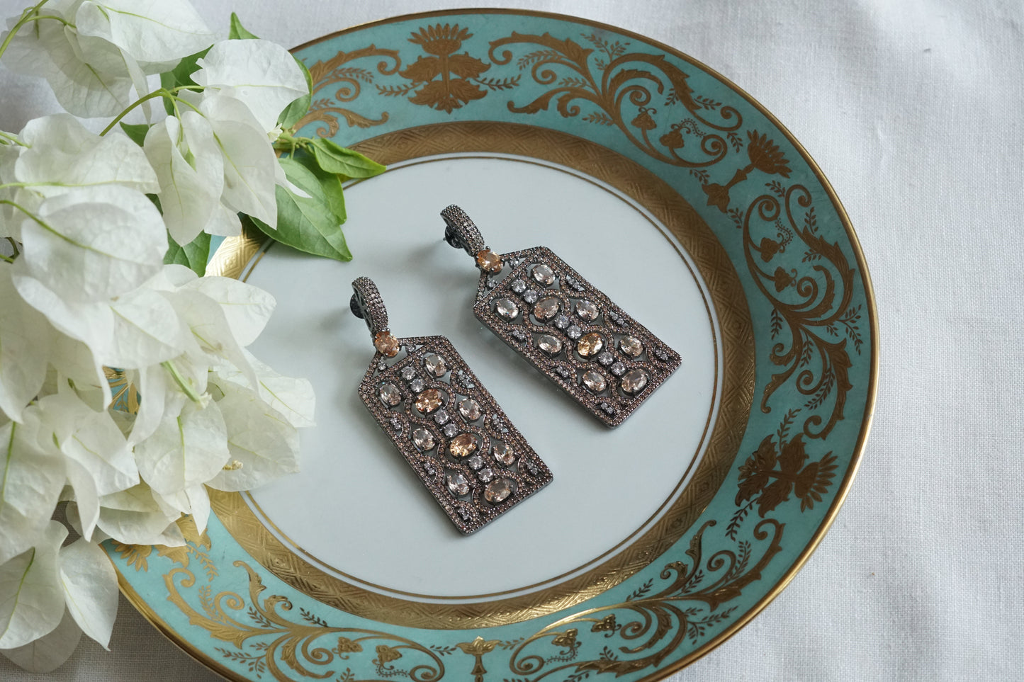 Citrine Stone Ad Earrings (1-5308)(B)(from turkey)