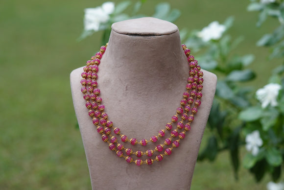 Pink Beads Necklace  (4-6115)(F)