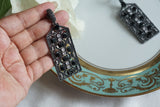 Black Stone Ad Earrings (1-5307)(B)(from turkey) - JEWELSTYLE