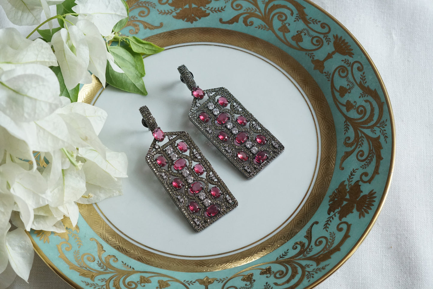 Ruby Stone Ad Earrings (1-5306)(B)(from turkey)