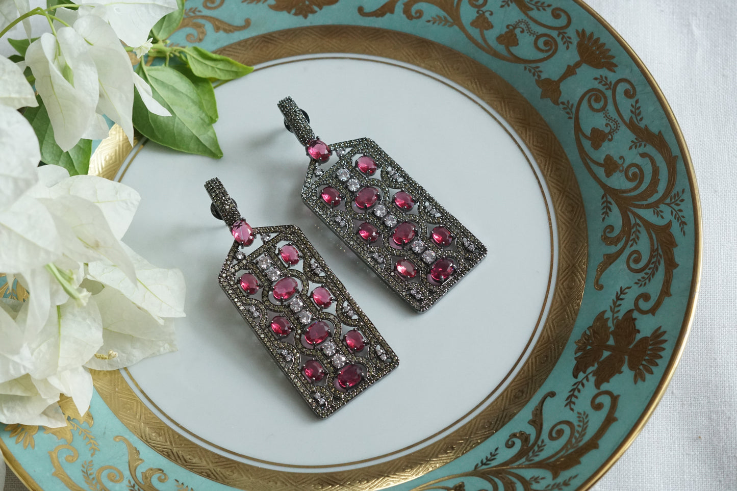 Ruby Stone Ad Earrings (1-5306)(B)(from turkey)