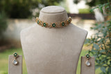 Green Stone Polki Choker Set (4-8641)(B)