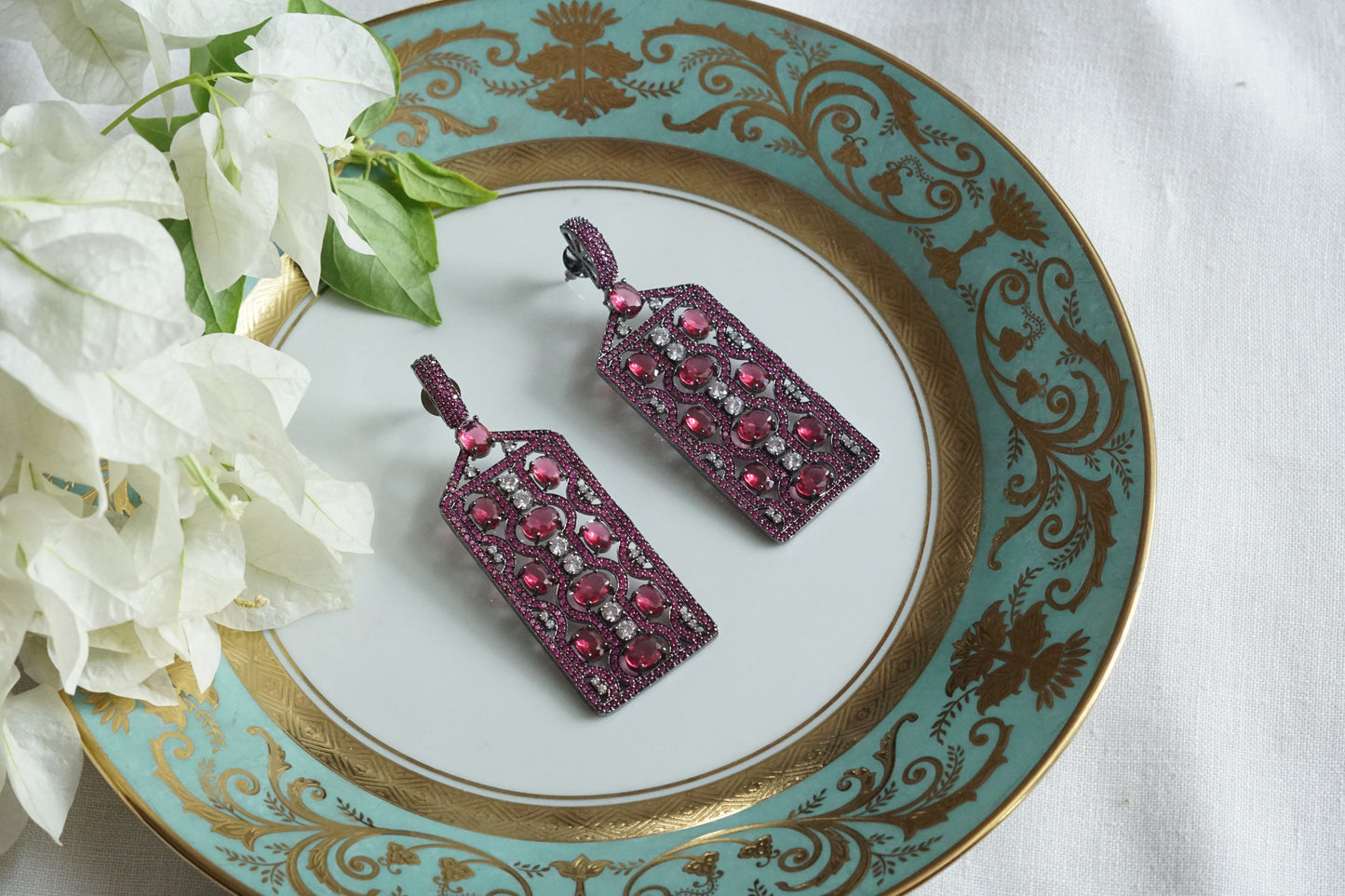 Ruby Stone Ad Earrings (1-5309)(B)(from turkey)