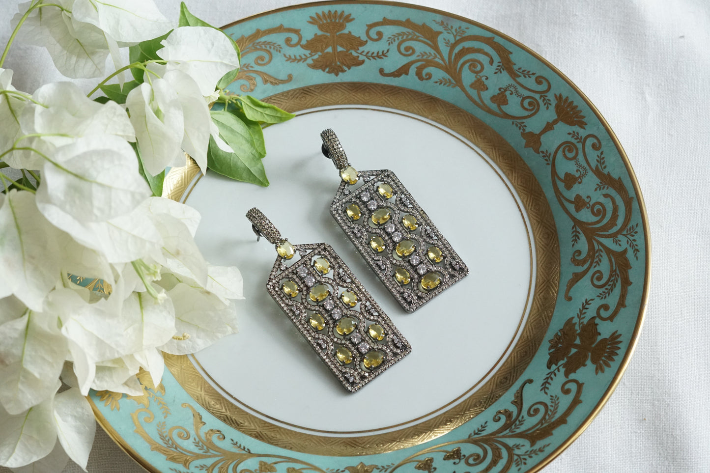 Yellow Stone Ad Earrings (1-5304)(B)(from turkey)