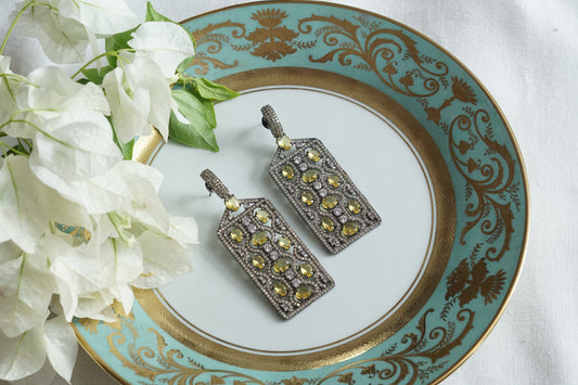 Yellow Stone Ad Earrings (1-5304)(B)(from turkey) - JEWELSTYLE