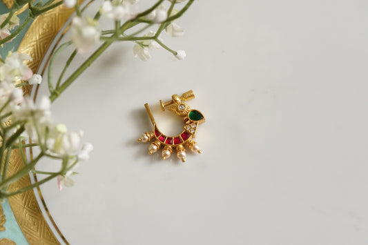 92.5 silver kundan nose Ring (2-170)(K)(PREORDER)