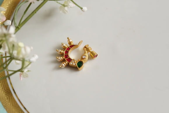 92.5 silver kundan nose Ring (2-171)(K)