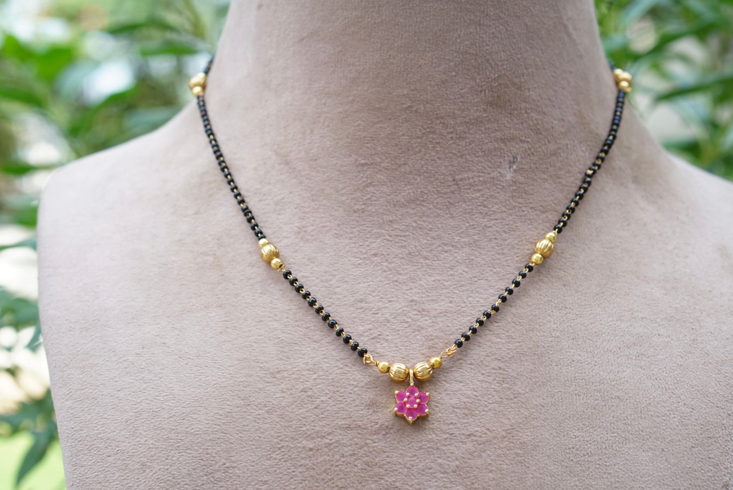 Black beads necklace set (4-7589)(AK)