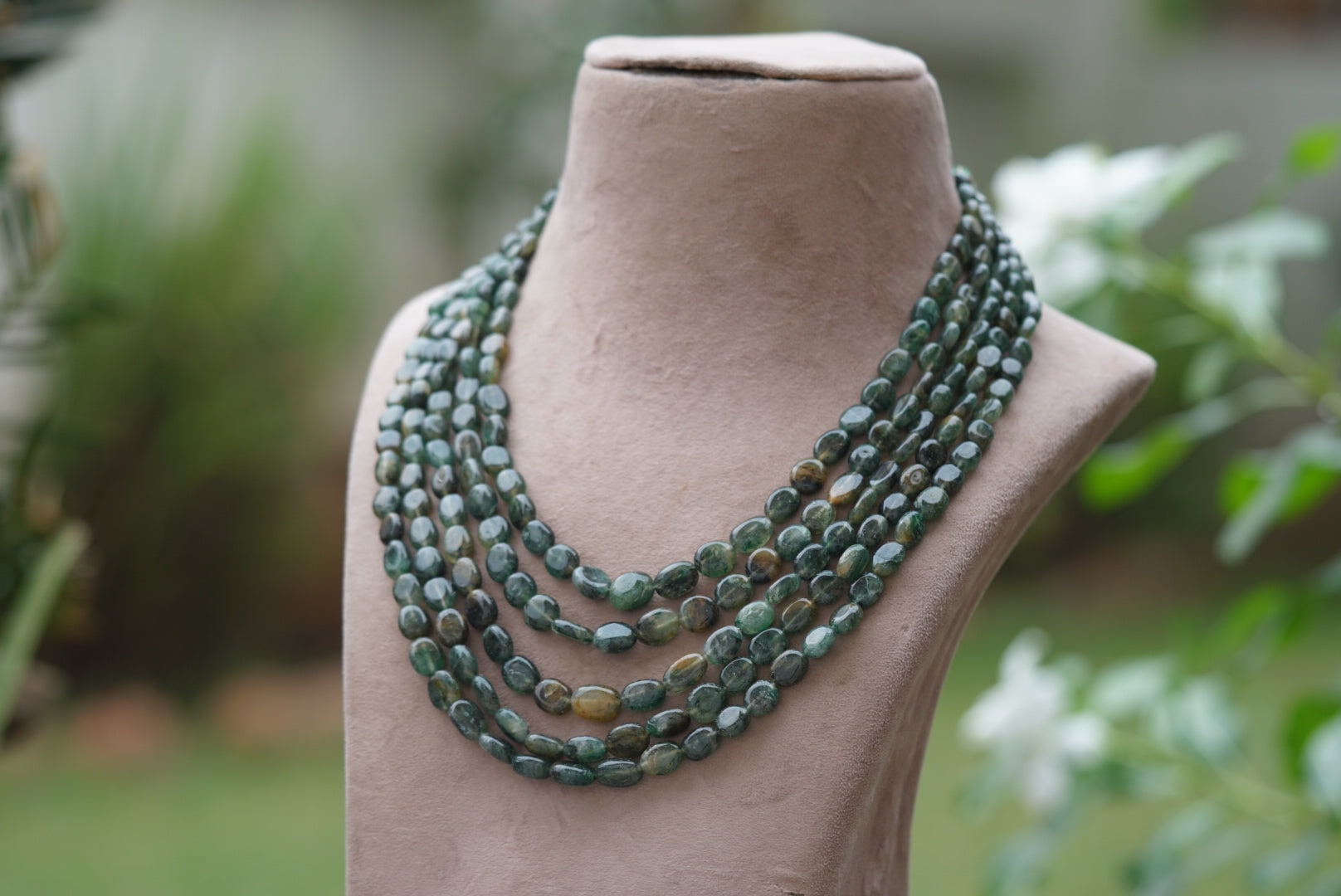 Green Beads Necklace (4-6117)(F) - JEWELSTYLE