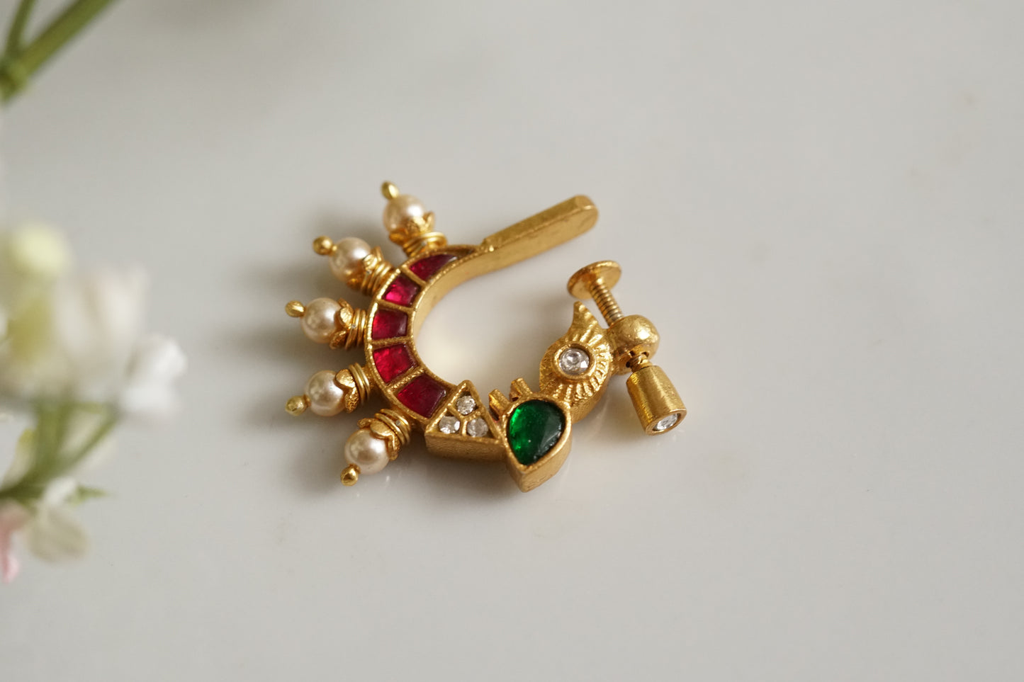 92.5 silver kundan nose Ring (2-170)(K)(PREORDER)