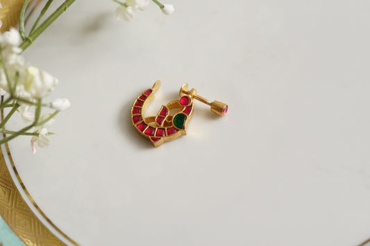 92.5 silver kundan nose Ring (2-169)(K) - JEWELSTYLE