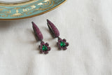 Pink & Green Ad Stone Earrings (1-5399)(B)(From Turkey)