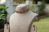 Blue Stone Polki Choker Set (4-8640)(B)