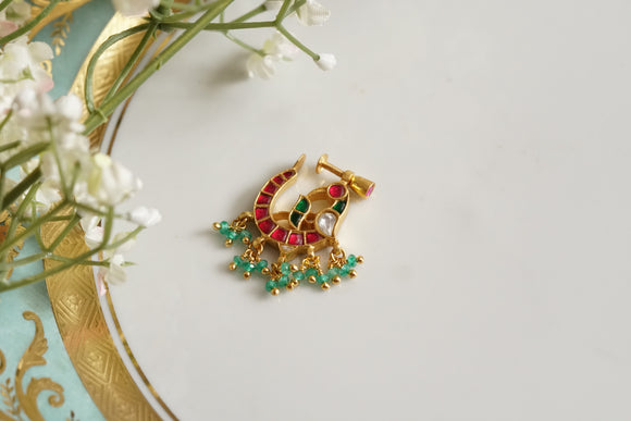 92.5 silver kundan nose Ring (2-168)(K)
