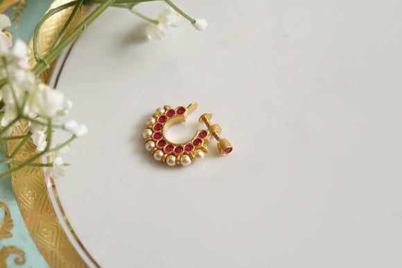 92.5 silver kundan nose Ring (2-167)(K)